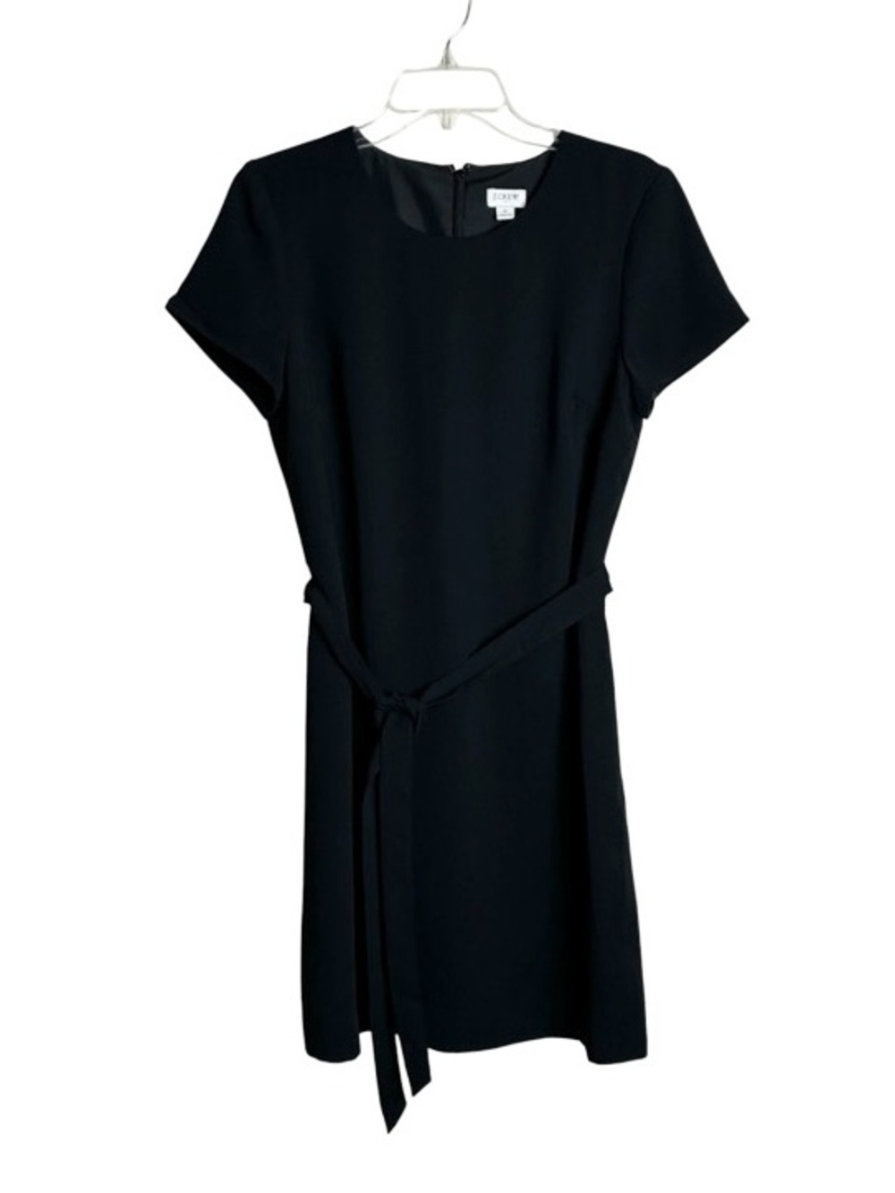 J. Crew Black Short Sleeve Belted Zippered Suiting Dress Size 8